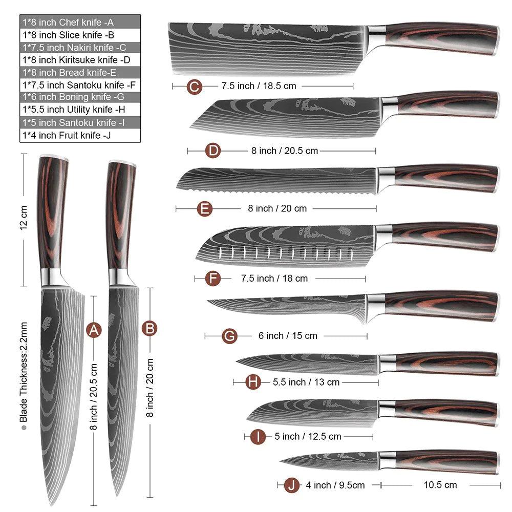 10 Pieces Professional Chef Knife Set