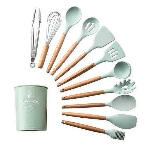 12 Pieces Silicone Cooking Utensils Set With Storage Box Kitchen Tools - Letcase