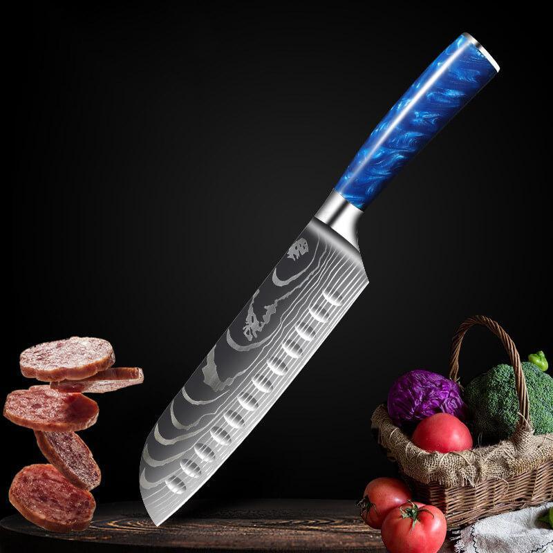 Tengoku - Japanese chef's knife Set with blue handle