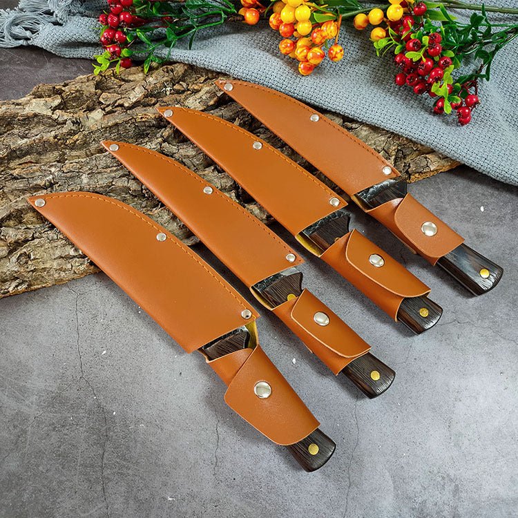 4 Piece Butcher Knife Set With Sheath