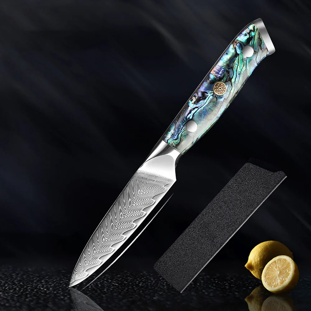 Horlknives - Damascus Steel Kitchen Knife with Abalone Handle