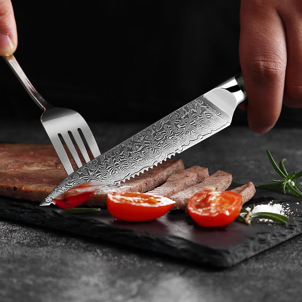5 Inch Damascus Steel Steak Knife Set - Letcase