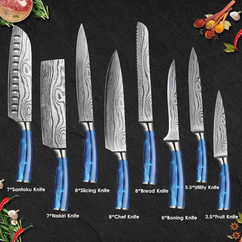 Tengoku - Japanese chef's knife Set with blue handle