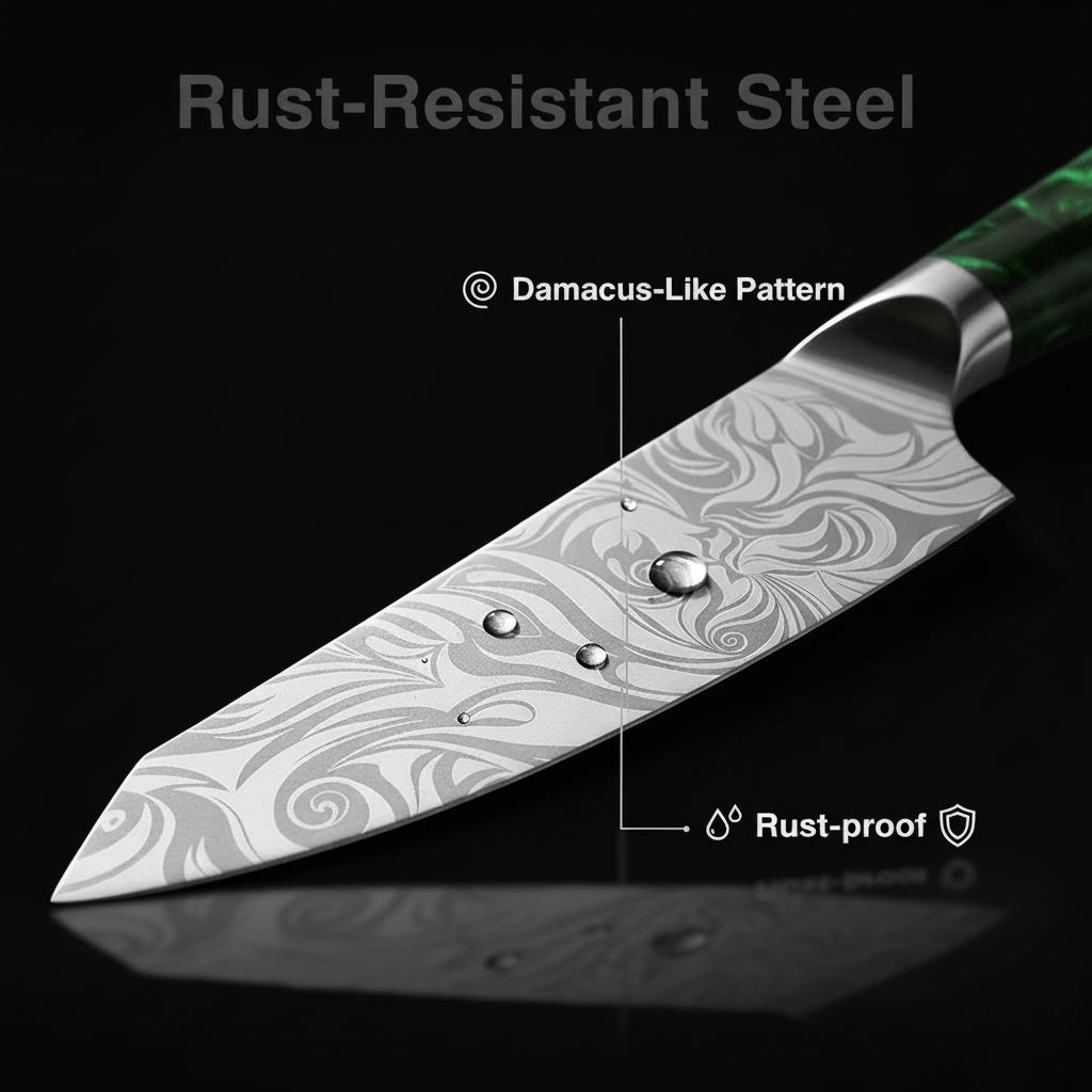 Professional 10-Piece Kitchen Knife Set - Green Resin Handle & High Carbon Steel