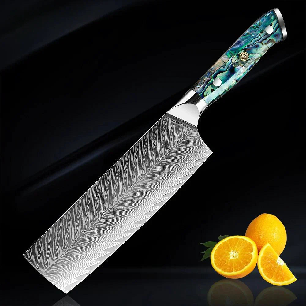 Horlknives - Damascus Steel Kitchen Knife with Abalone Handle