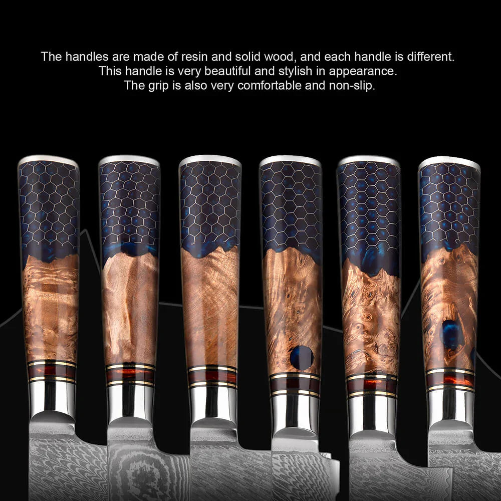 Hanikamu VG10 Damascus Chef Knife Set Honeycomb