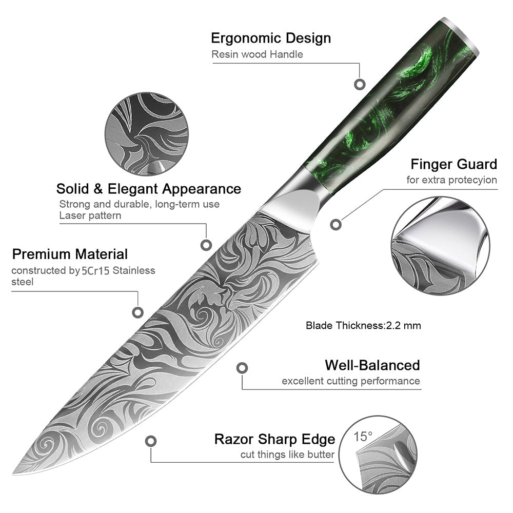 9 Piece Professional Kitchen Knives Set - Letcase