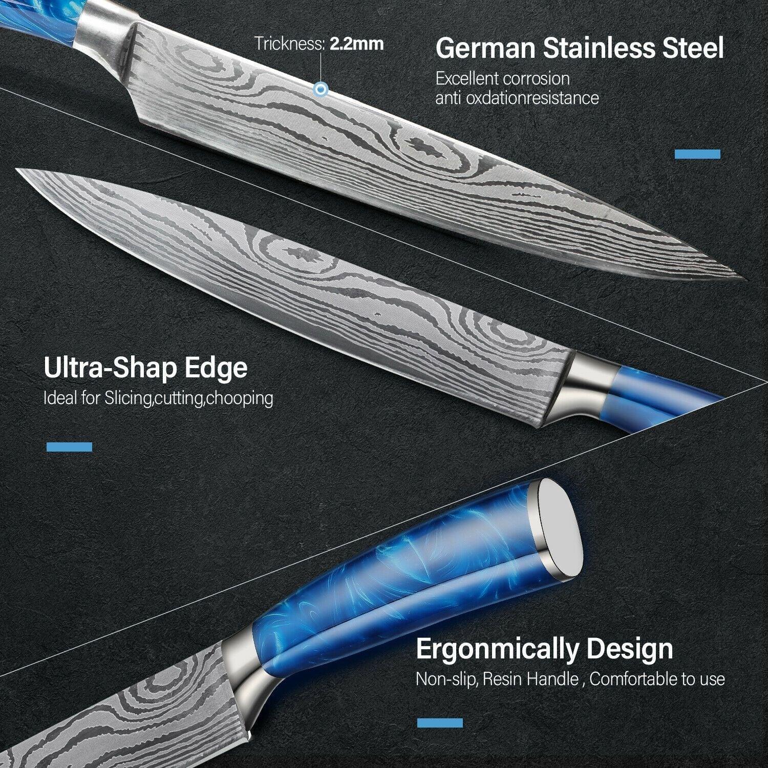 Tengoku - Japanese chef's knife Set with blue handle