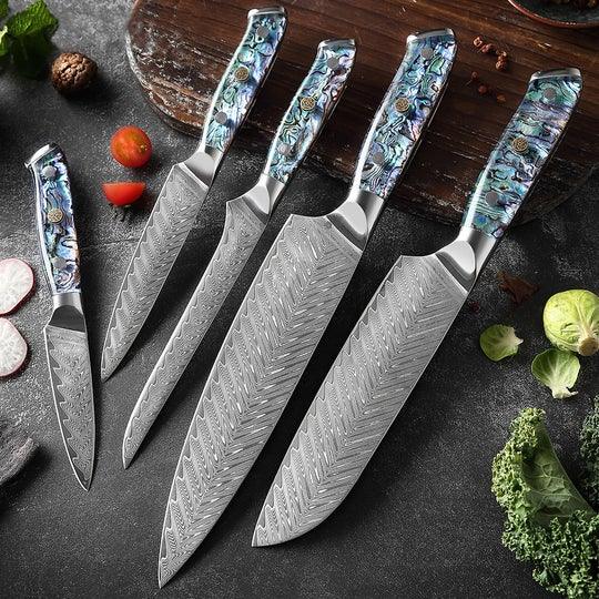 Horlknives - Damascus Steel Kitchen Knife with Abalone Handle
