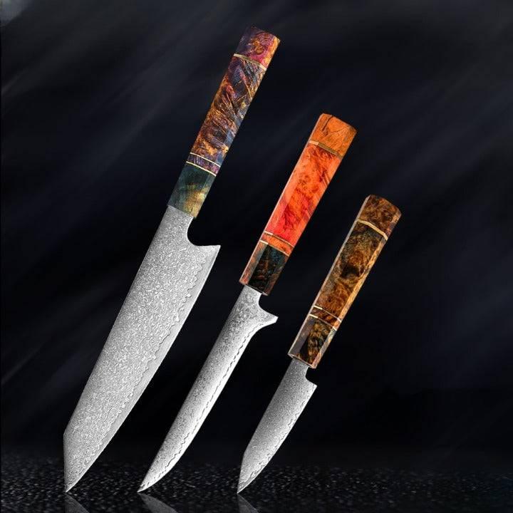 Utsukushi Japanese Damascus Steel VG10 Chef Kitchen Knife Set