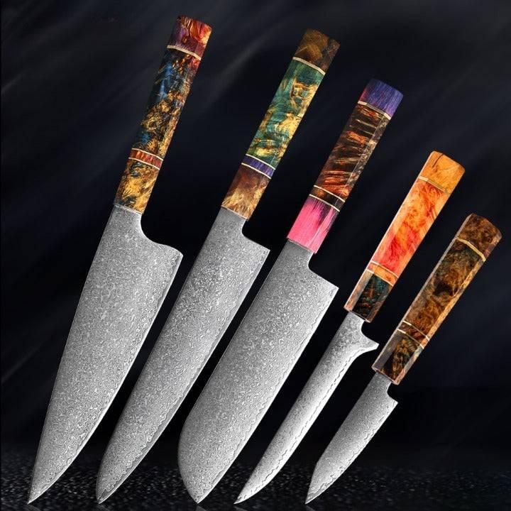 Utsukushi Japanese Damascus Steel VG10 Chef Kitchen Knife Set
