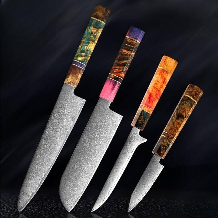 Utsukushi Japanese Damascus Steel VG10 Chef Kitchen Knife Set