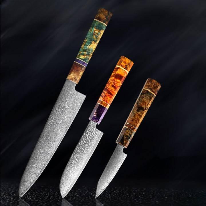 Utsukushi Japanese Damascus Steel VG10 Chef Kitchen Knife Set