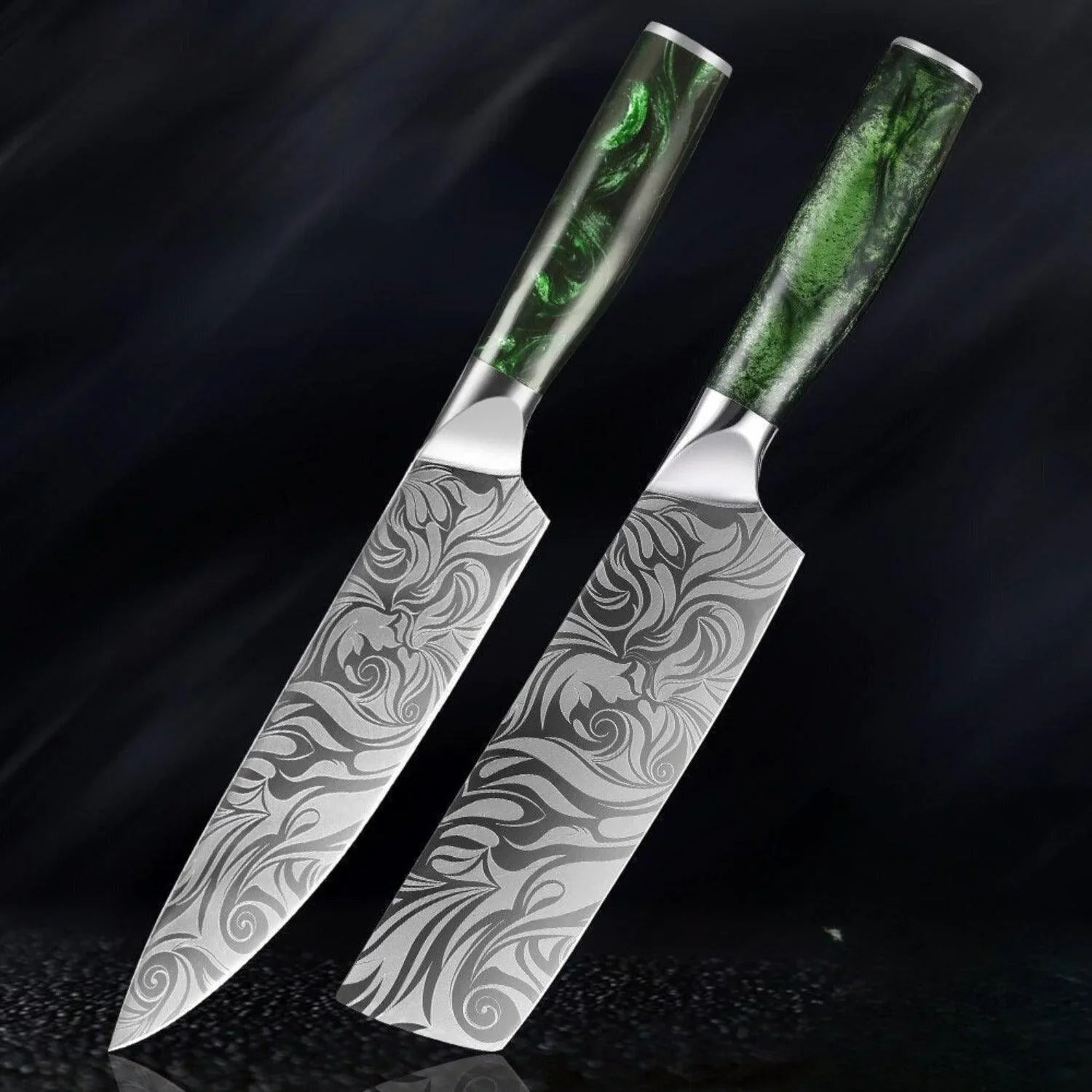 Wasabi - Premium Japanese Kitchen Knife Set with Green Resin Handle