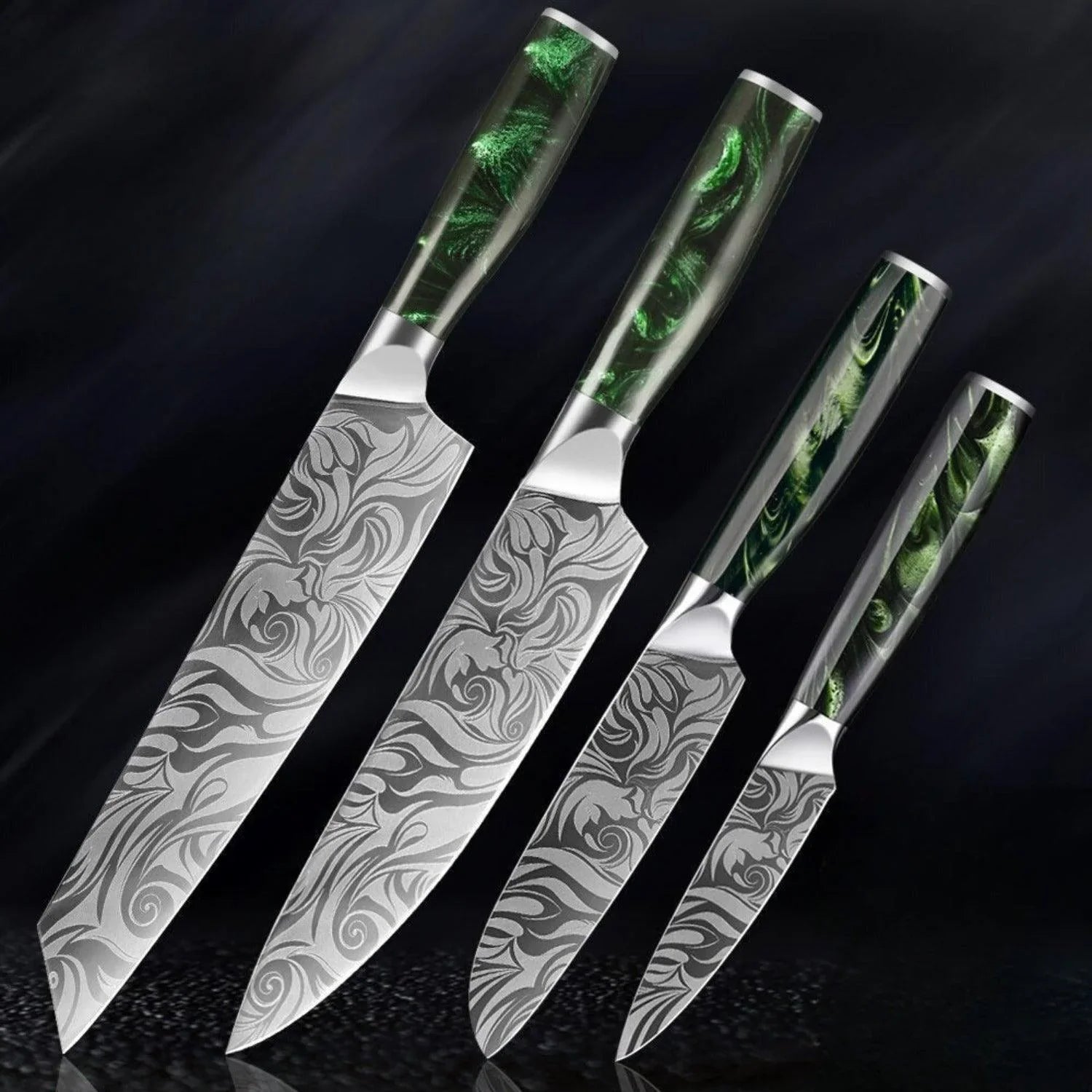 Wasabi - Premium Japanese Kitchen Knife Set with Green Resin Handle