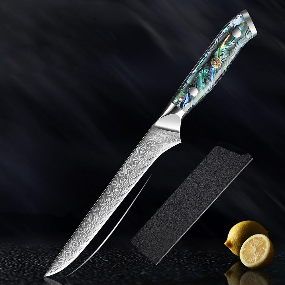Horlknives - Damascus Steel Kitchen Knife with Abalone Handle