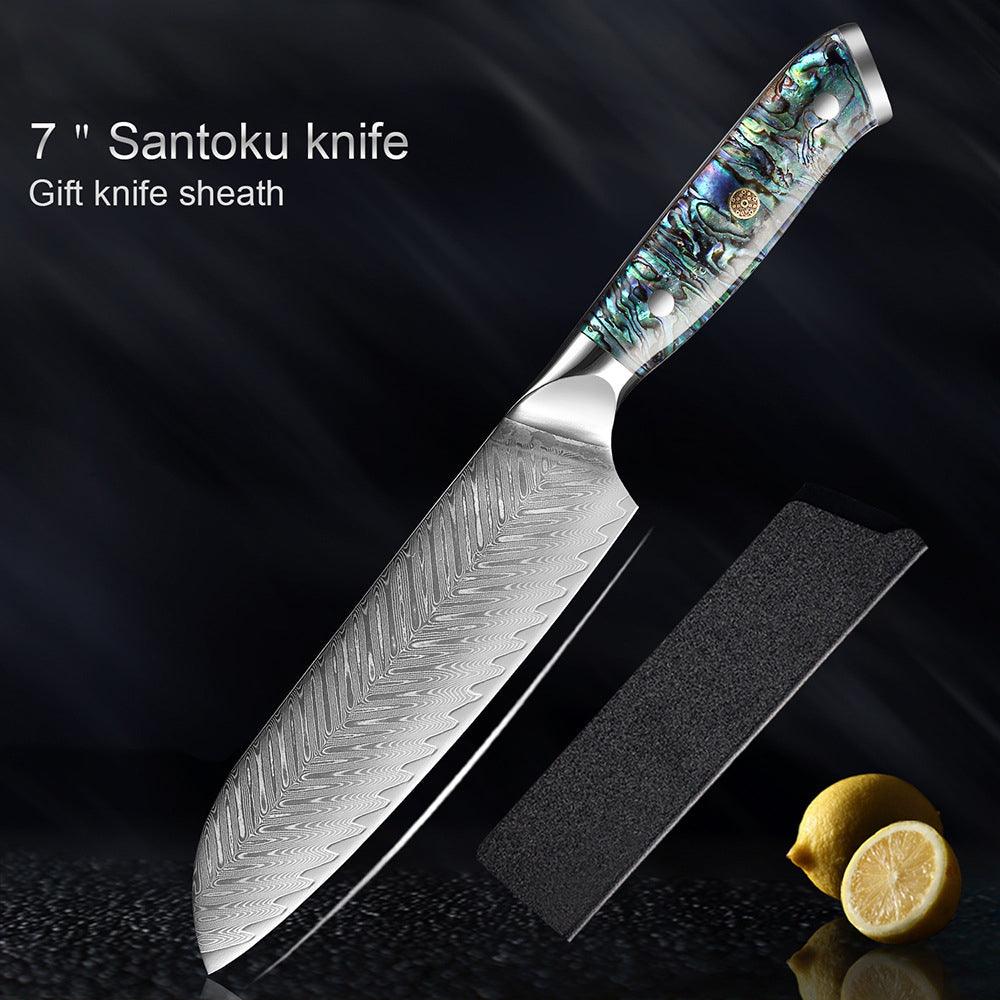 Damascus Steel Kitchen Knife with Abalone Handle