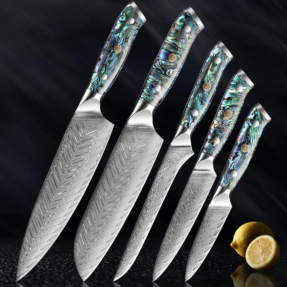 Horlknives - Damascus Steel Kitchen Knife with Abalone Handle