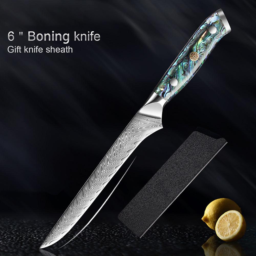 Damascus Steel Kitchen Knife with Abalone Handle