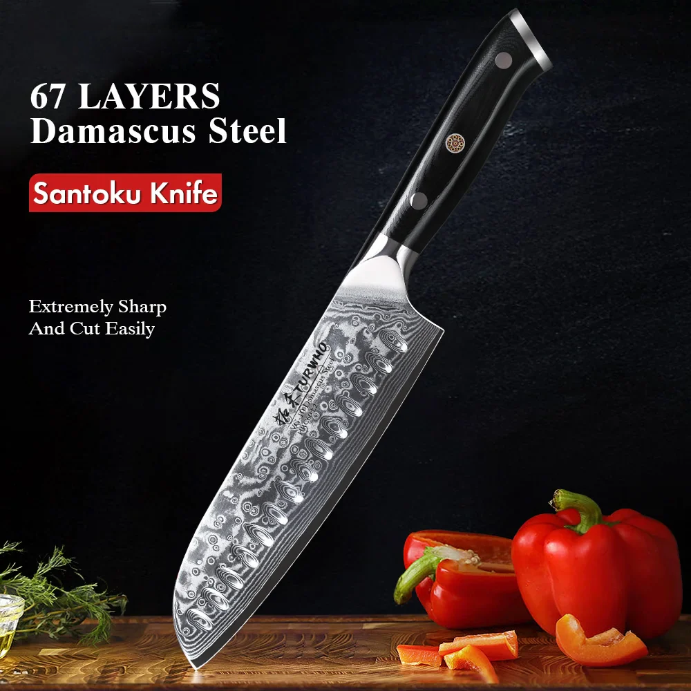 Horl 7” Japanese Santoku Knife – Damascus Steel Professional Chef Knife