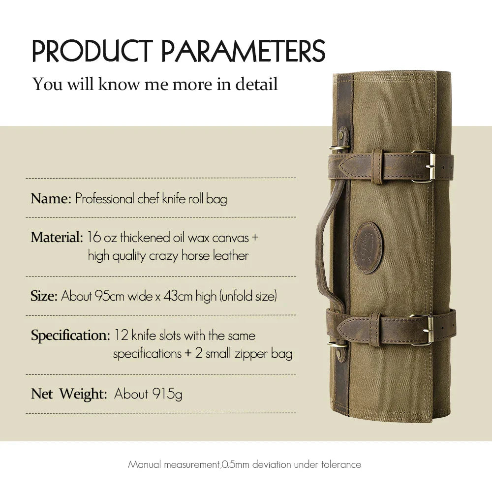 Knife Roll Bag Premium Leather Crafted