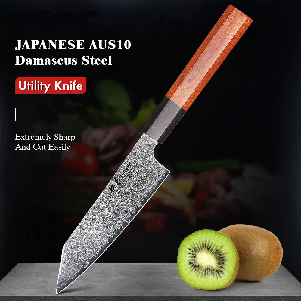 Horl 5” Hand-Forged Japanese Damascus Utility Knife