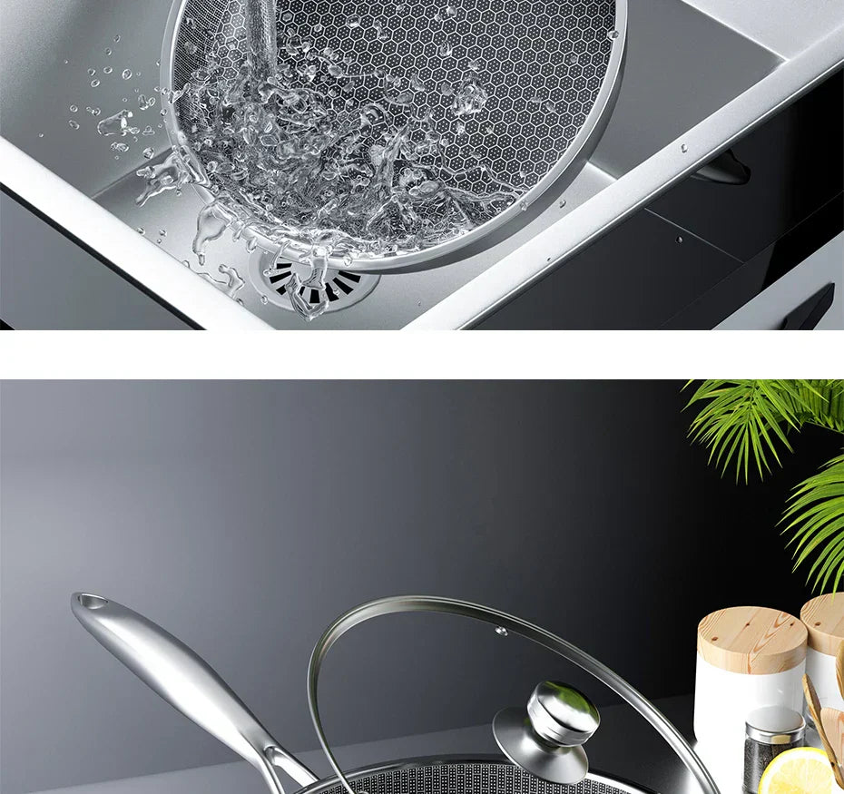 Stainless Steel Honeycomb Hexclad Non-Stick Frying Pan
