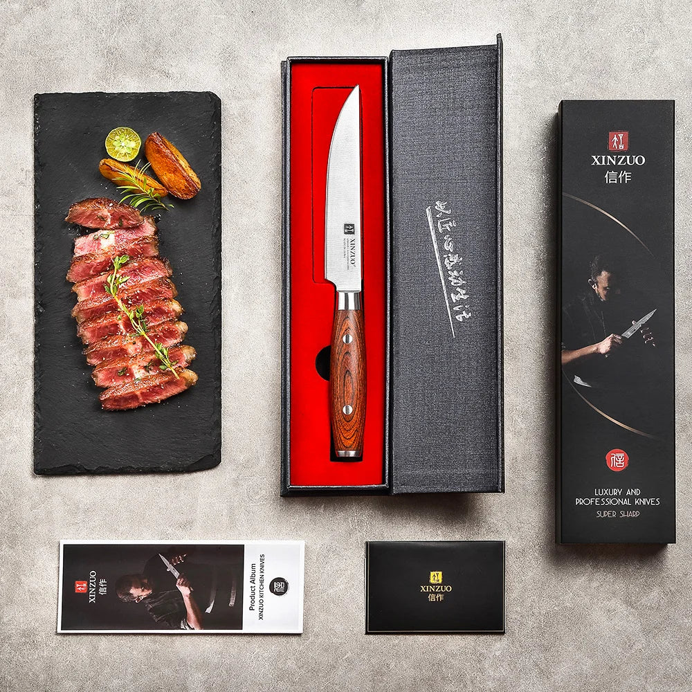 Horl German Steel Steak Knife, 5 Inch Serrated Steak Knives