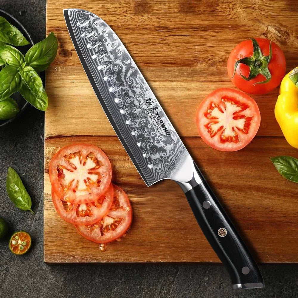 Horl 7” Japanese Santoku Knife – Damascus Steel Professional Chef Knife