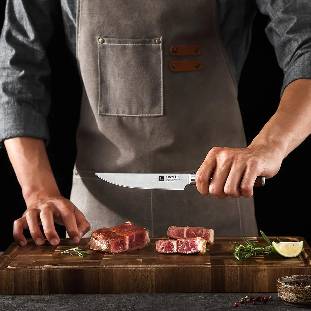 Horl German Steel Steak Knife, 5 Inch Serrated Steak Knives