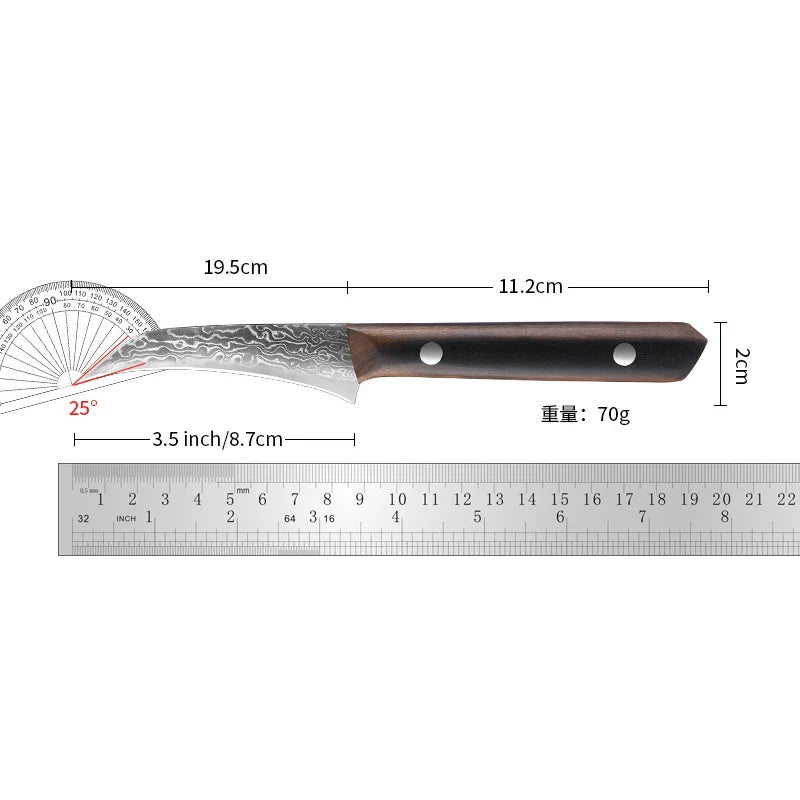 Horl Bird-Beak Paring Knife – 3.5” Damascus Stainless Steel