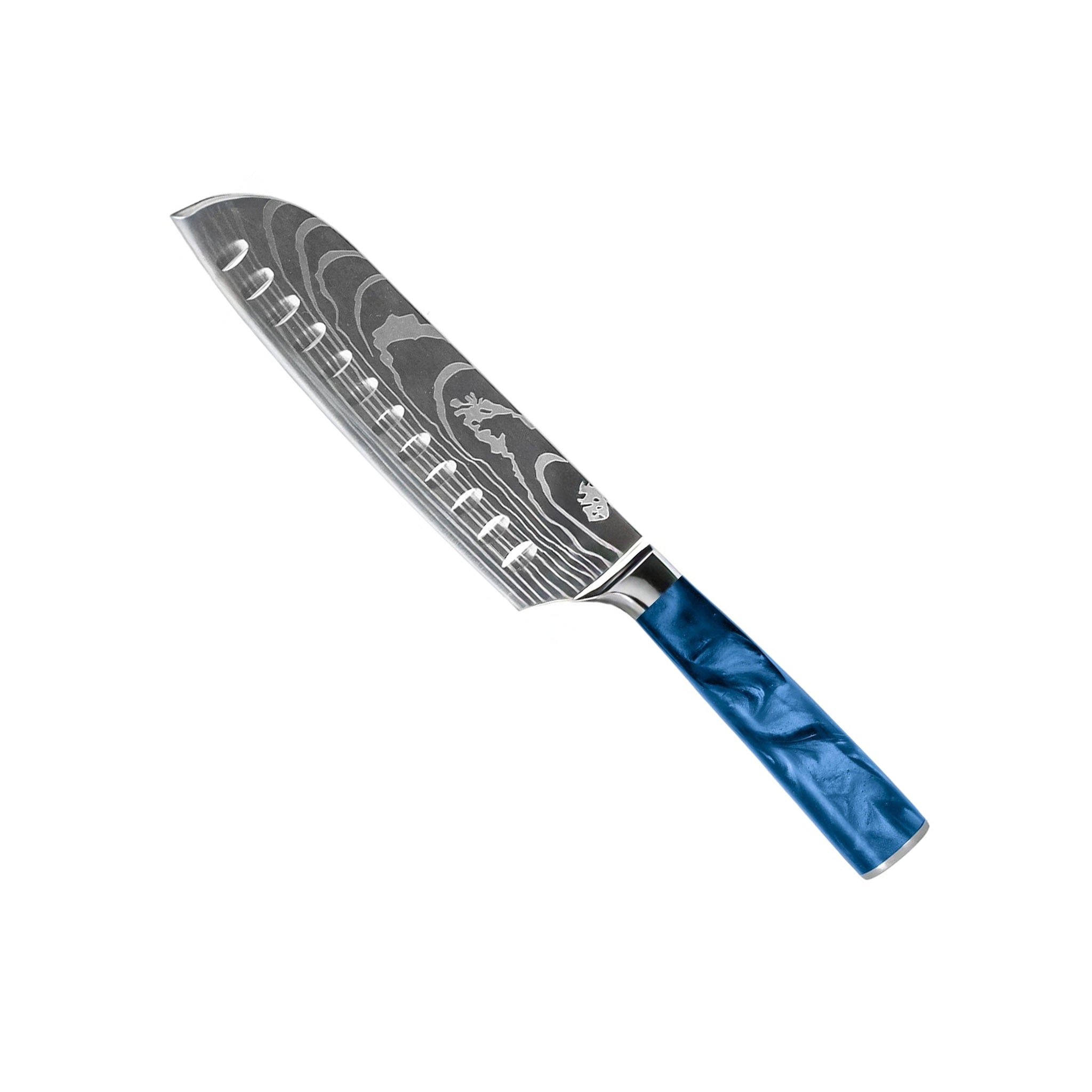 Damascus Print Epoxy Sapphire - 6-Piece Knife Set