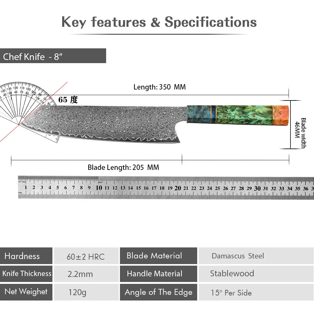 Horl 8” Damascus Chef Knife – 67 Layers VG10 Steel
