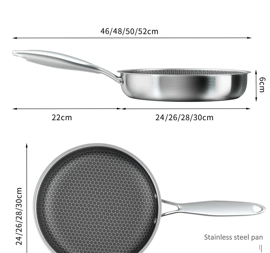 Stainless Steel Honeycomb Hexclad Non-Stick Frying Pan