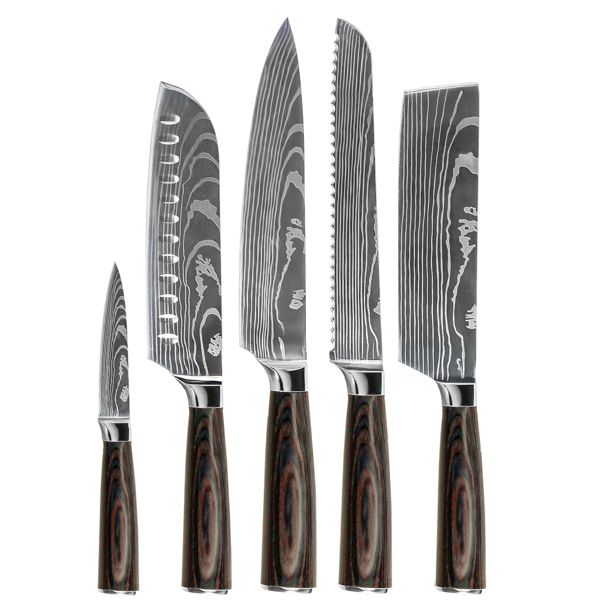 Damascus Print 5-Piece Knife Set
