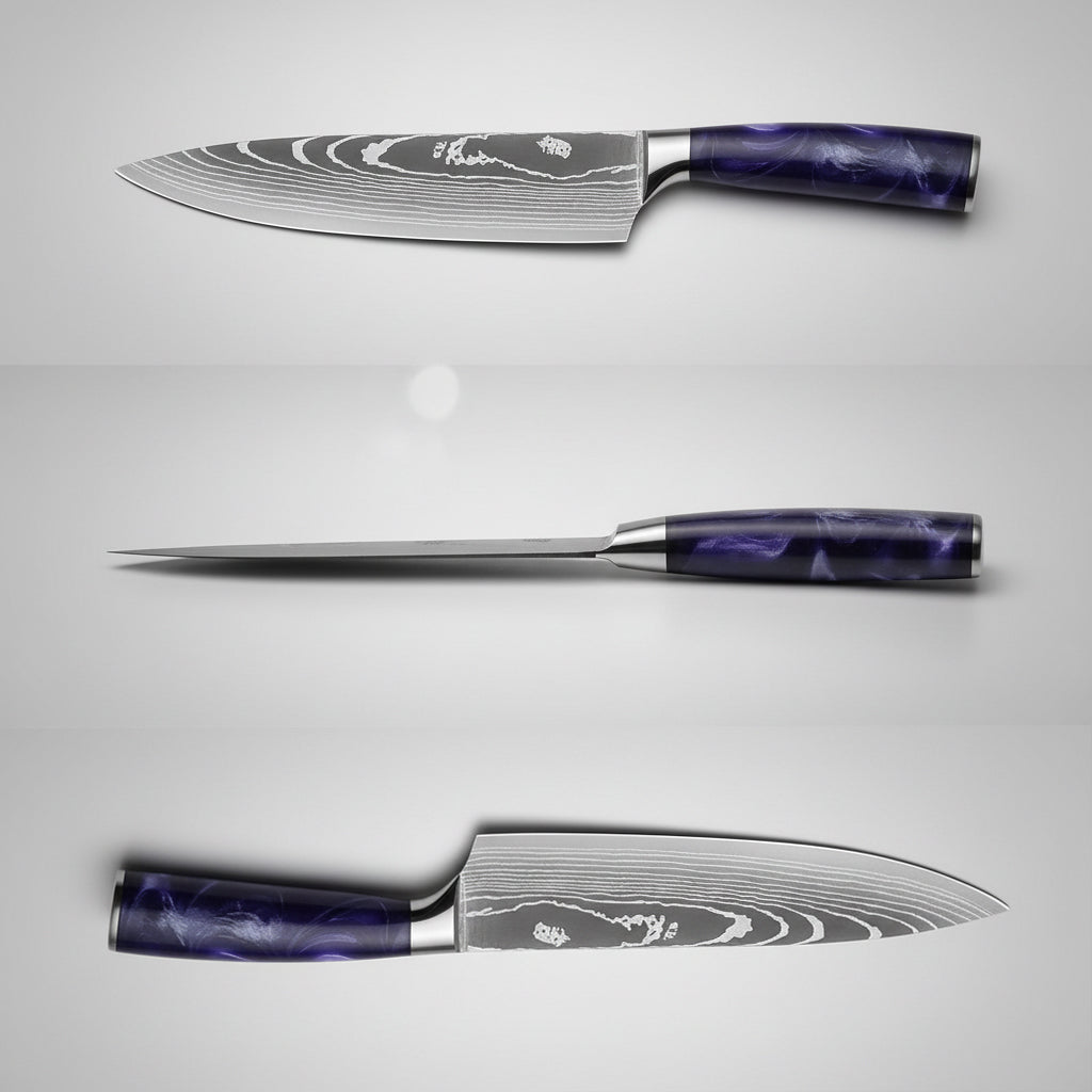 10-Piece Kitchen Knife Set With Purple Resin Handle