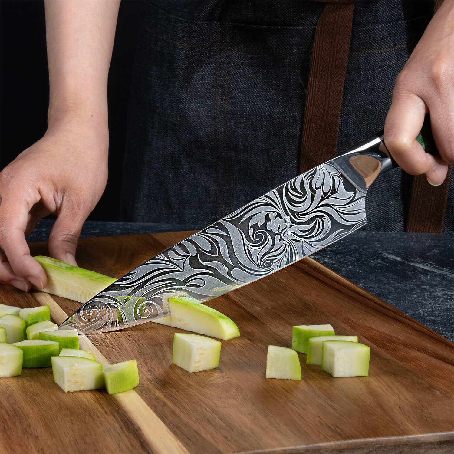 Wasabi - Premium Japanese Kitchen Knife Set with Green Resin Handle