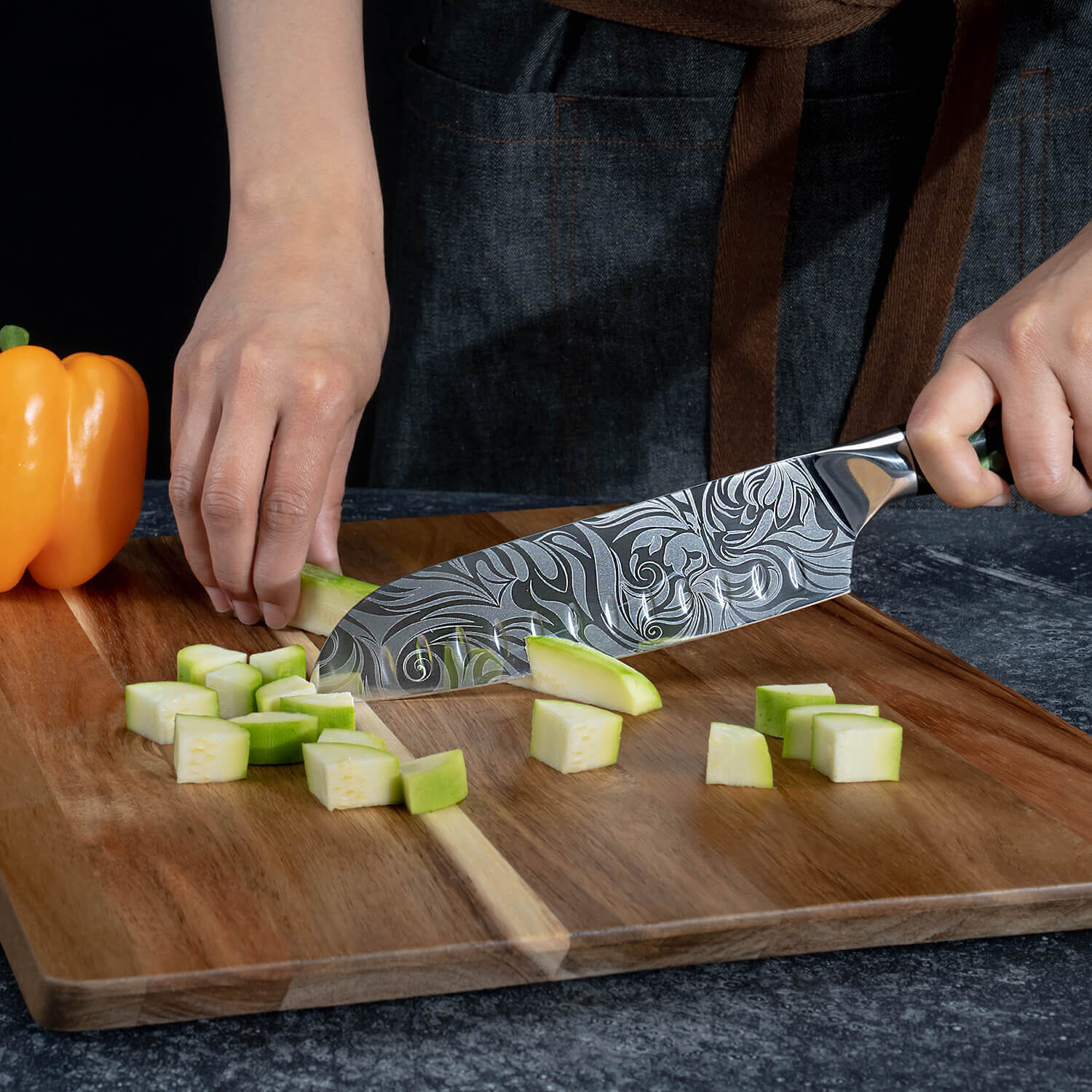 Wasabi - Premium Japanese Kitchen Knife Set with Green Resin Handle