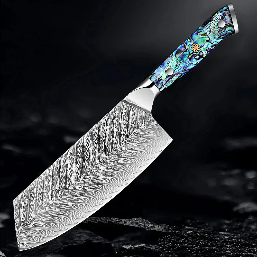 Horlknives - Damascus Steel Kitchen Knife with Abalone Handle