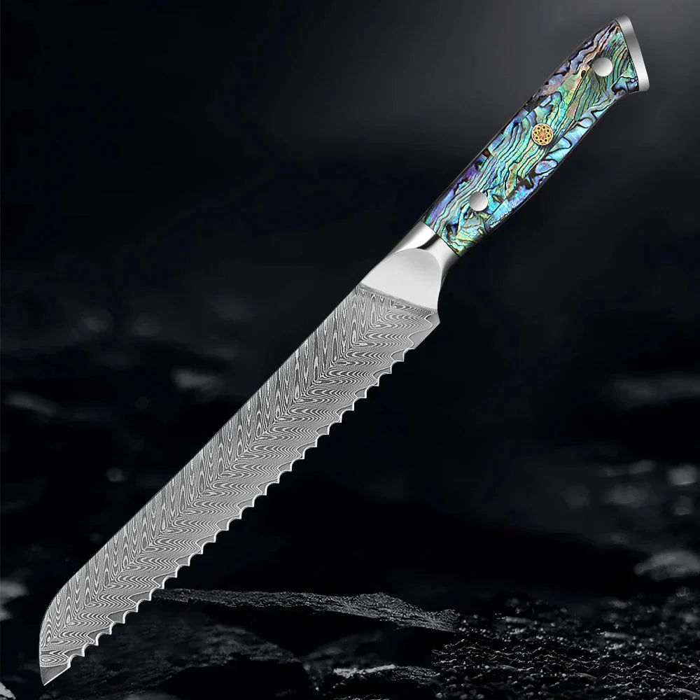 Horlknives - Damascus Steel Kitchen Knife with Abalone Handle