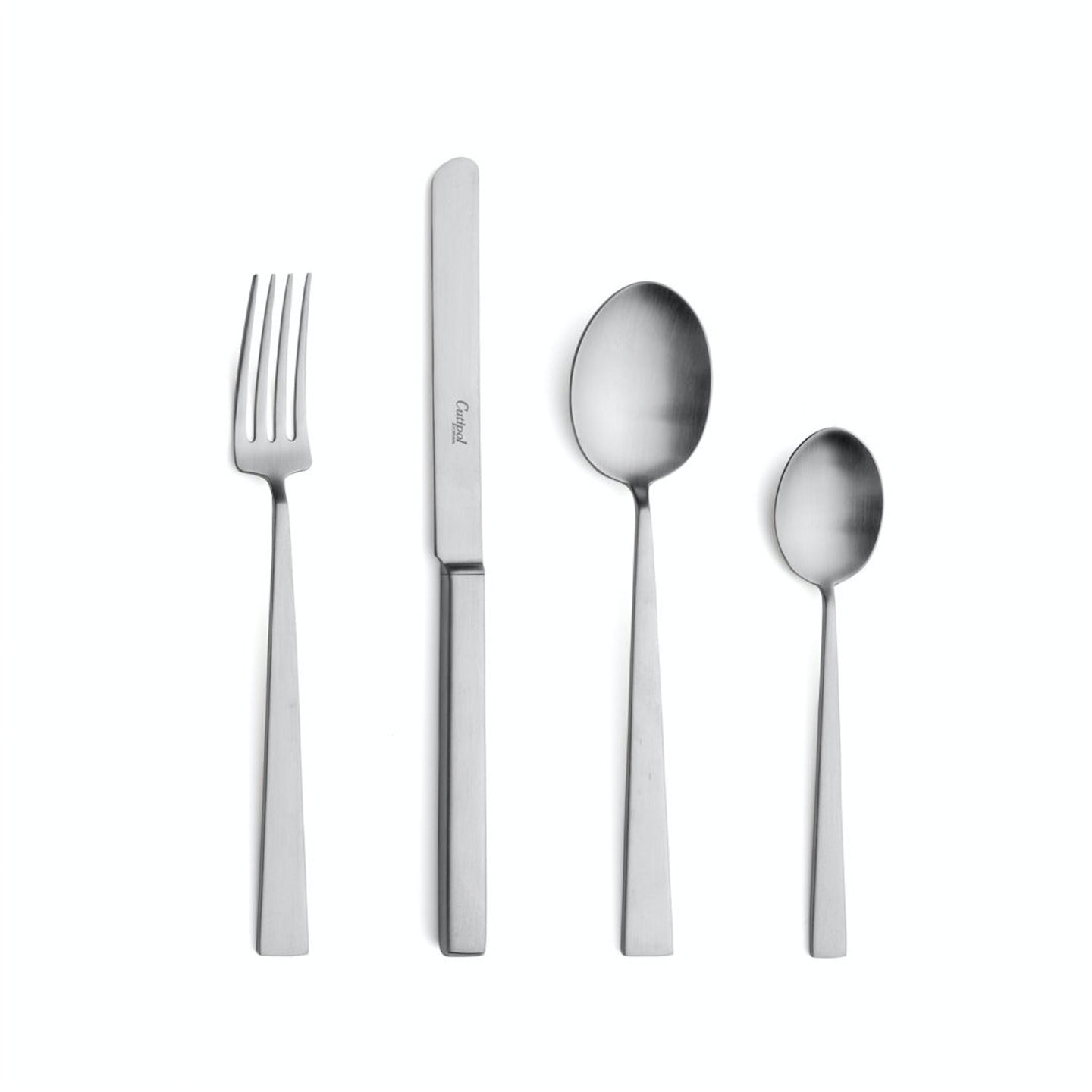 Cutipol Bauhaus 24-piece luxury cutlery set with brushed steel finish.