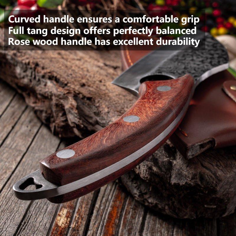 Hand Forged 6" Multipurpose Cleaver Knife With Leather Sheath