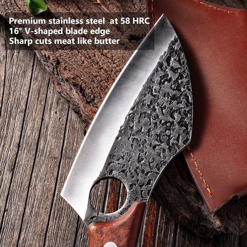 Hand Forged 6" Multipurpose Cleaver Knife With Leather Sheath