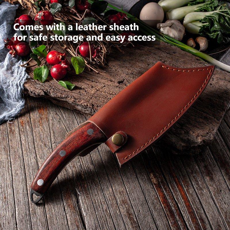Hand Forged 6" Multipurpose Cleaver Knife With Leather Sheath