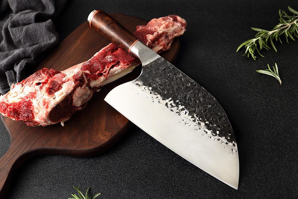 8" Hand Forged Cleaver Knife - High Carbon Steel & Ebony Handle
