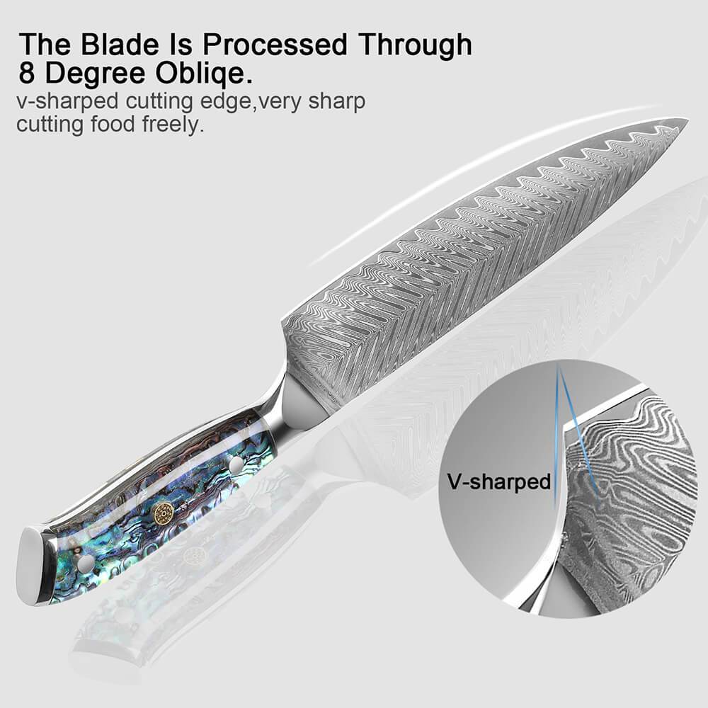 Japanese Damascus Steel Knife Set With Abalone Shell Handle - Letcase