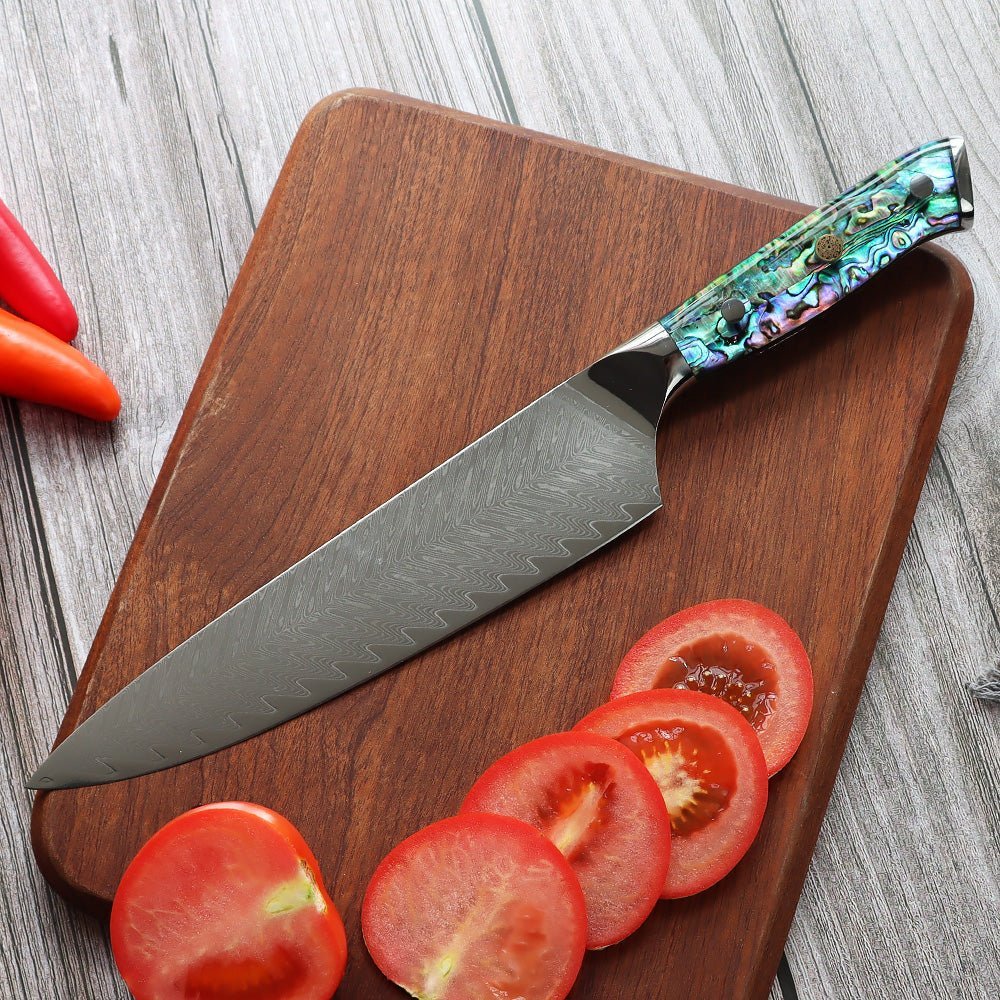 Japanese Damascus Steel Knife Set With Abalone Shell Handle - Letcase