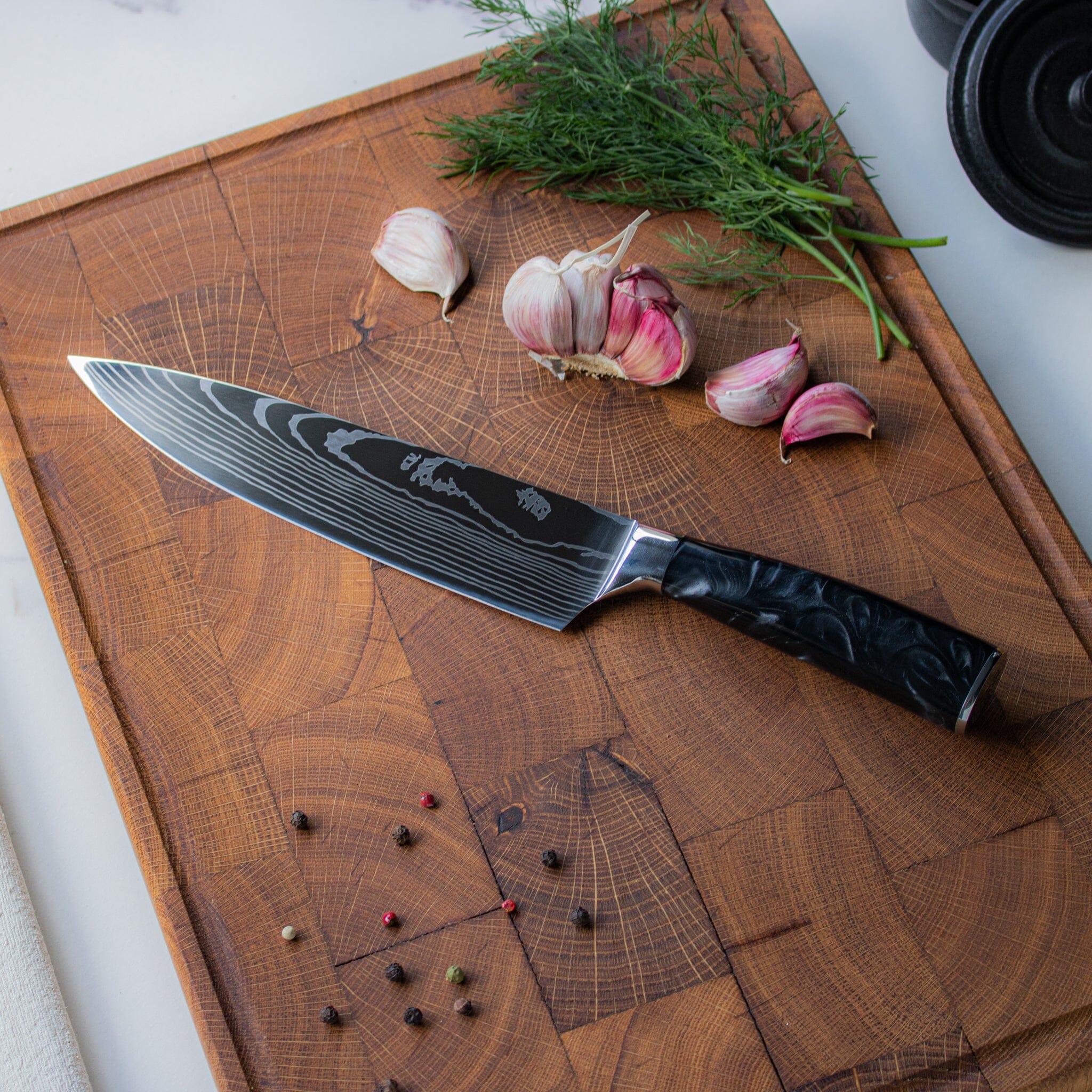 Damascus Print Onyx Epoxy - 9 Piece Knife Set