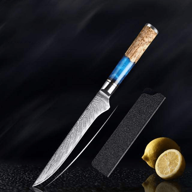 Japanese Damascus Steel Kitchen Knife Set With Resin Handle