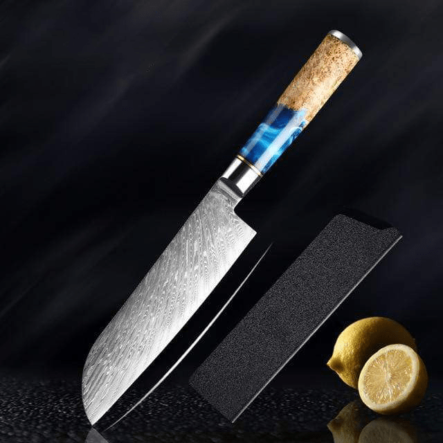 Japanese Damascus Steel Kitchen Knife Set With Resin Handle